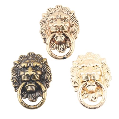 Tvoip 3Pcs Phone Holder Metal Lion Mobile Phone Ring Stand Universal Desktop Bracket Plating Retro Style Lion Head Finger Holder Buckle