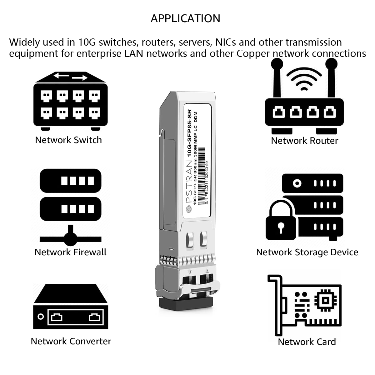 OPSTRAN 10GBASE-SR SFP+ Optical Transceiver Module Compatible with HPE BladeSystem 455883-B21 850nm 300m DDM Duplex LC MMF
