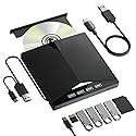 External CD/DVD Drive for PC, Portable 7 in1 USB 3.0 CD Drive External Usb, CD Reader for PC CD Burner with 4 USB Ports and TF/SD Card Slots, External