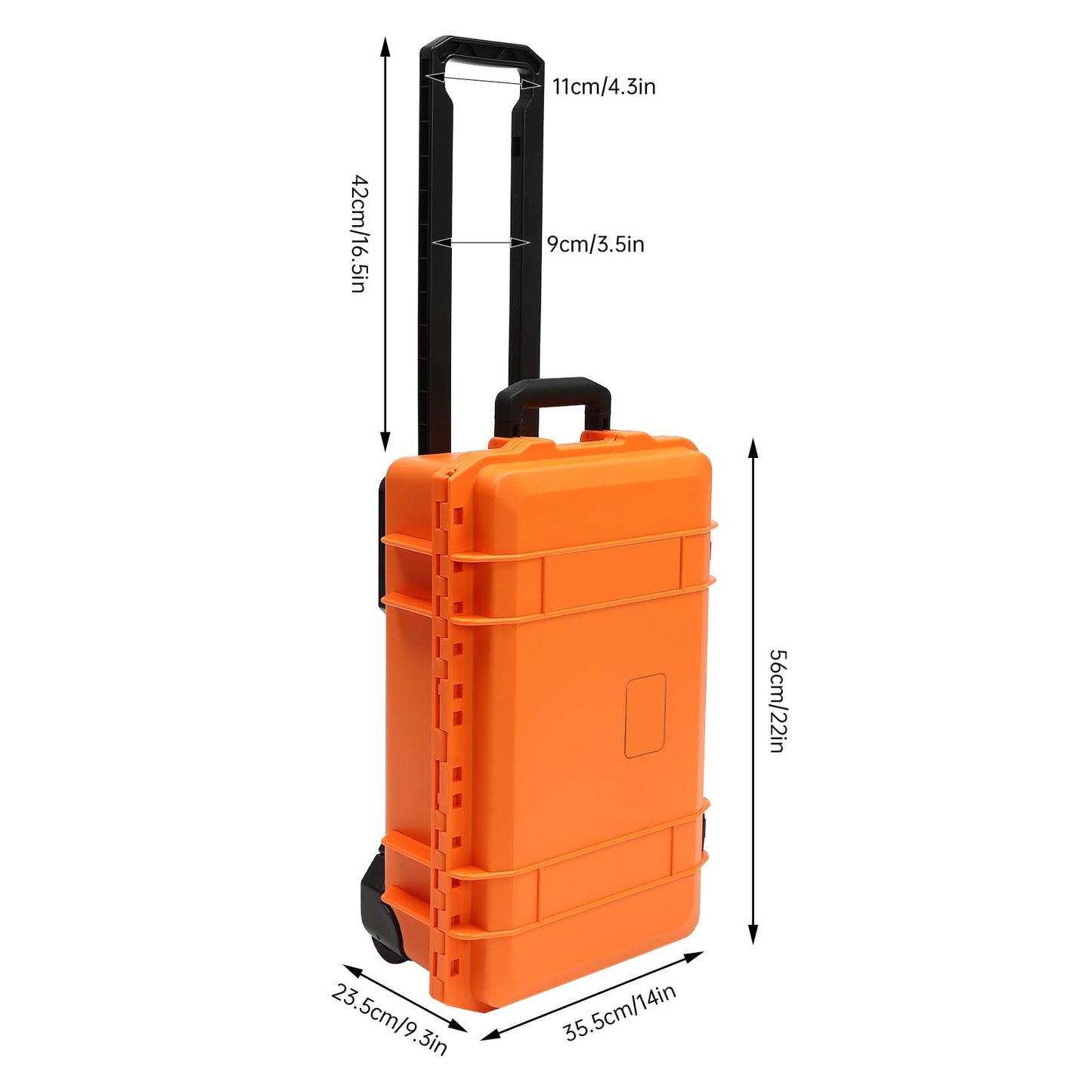 CRYBY 22" Protective Camera Case, Protective Roller Camera Dry Storage Box Hard Camera Case with Foam, All Weather IP67 Waterproof Transport Roller
