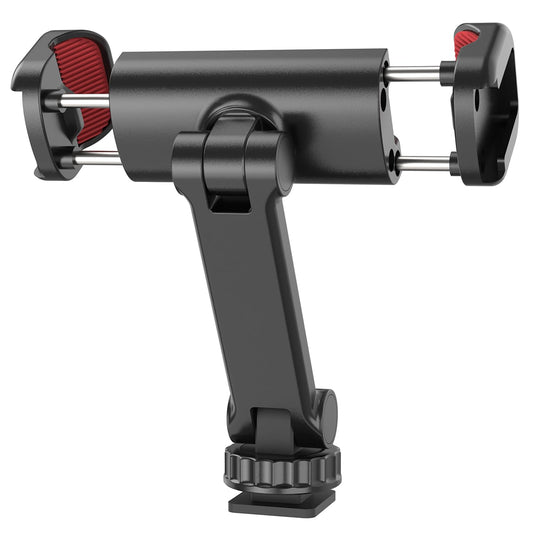 Phone Tripod Mount Holder for iPhone - 2 Cold Shoe and 1/4" Screw, 360° Rotates and 180° Tilts Compatible for iPhone Android Sony Canon DJI Ronin S/SC