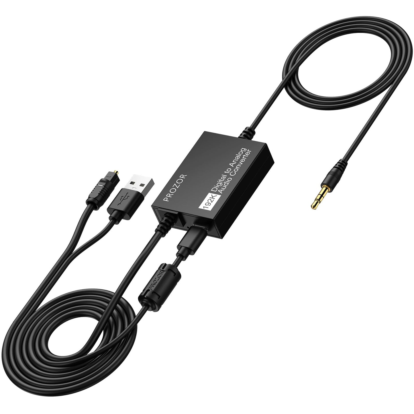 PROZOR 192kHz Digital to Analog Converter - DAC Digital Optical Toslink to 3.5mm Stereo Audio Adapter, SPDIF to 3.5mm Jack Amp for HD TV, Set top Box