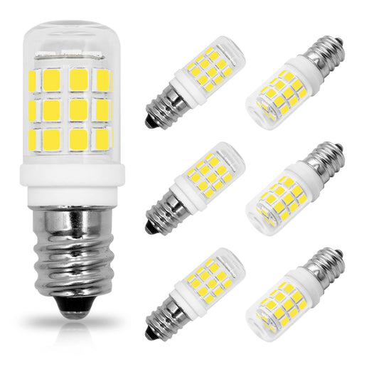 E12 Base Candelabra Small Light Bulb 3W 120V Cool White 6000K 6-Pack