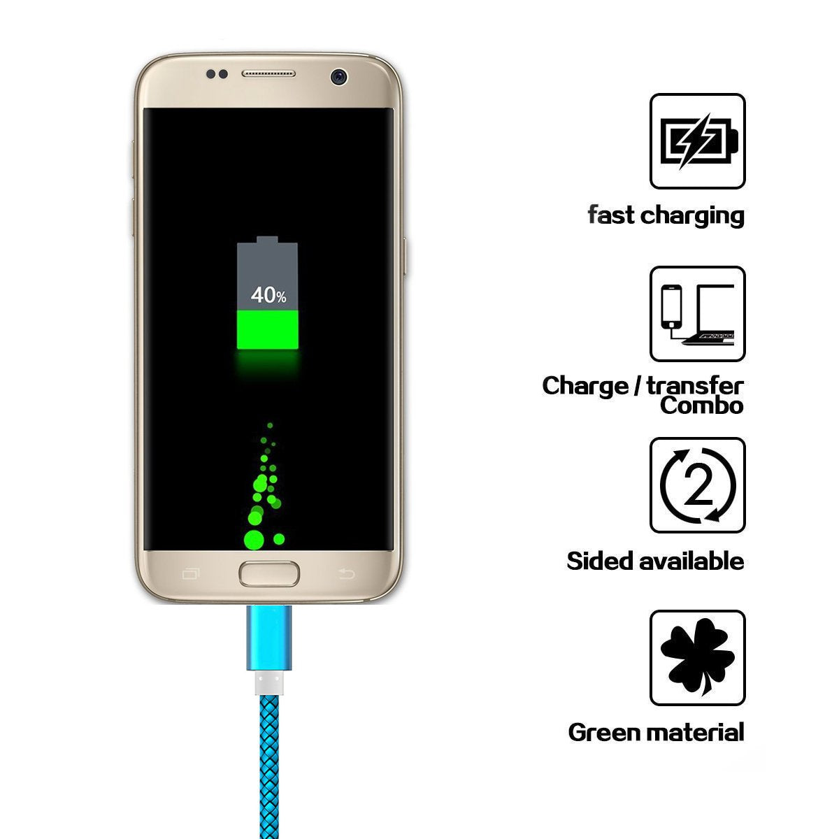 Micro USB Cable 2pack 6ft Android Charger Cord Fast Quick Charging for Samsung 2016 Tab A 7.0 10.1, E 8.0, Kindle Fire Hd Hdx 7 8 10 Tablet, Phones
