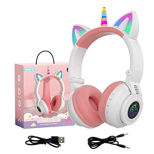 YUSONIC Unicorn Kids Headphones for Girls, Unicorn Bluetooth Headphones Foldable for Girls Toddlers Tablet/pad/Amazon fire,Light Up Kids Wireless…