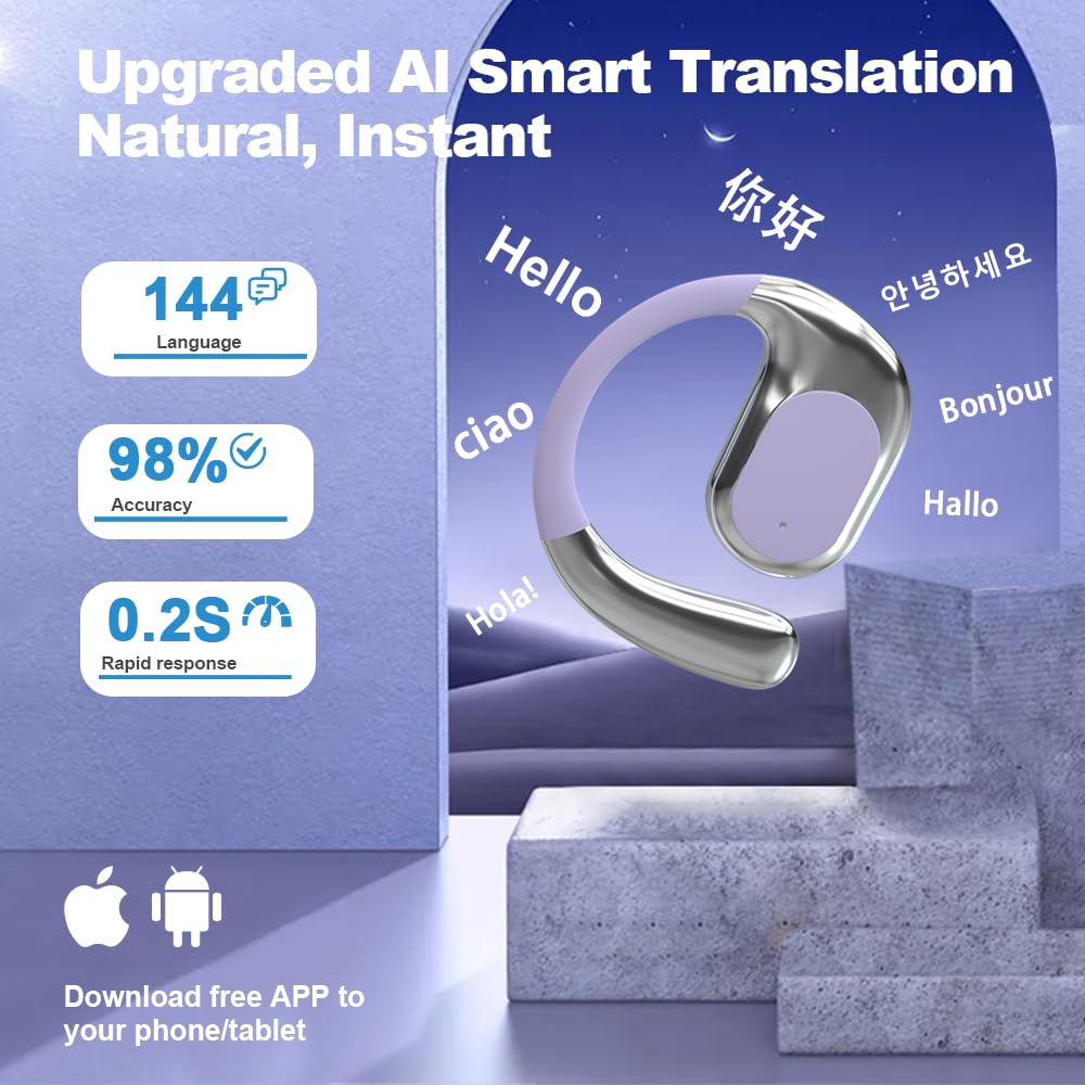 HYGAMOCC AI Real-Time Translation Earbuds,144 Languages 3-in-1 Wireless Bluetooth Earbuds for iOS & Android, Business/Travel/Language Learning…