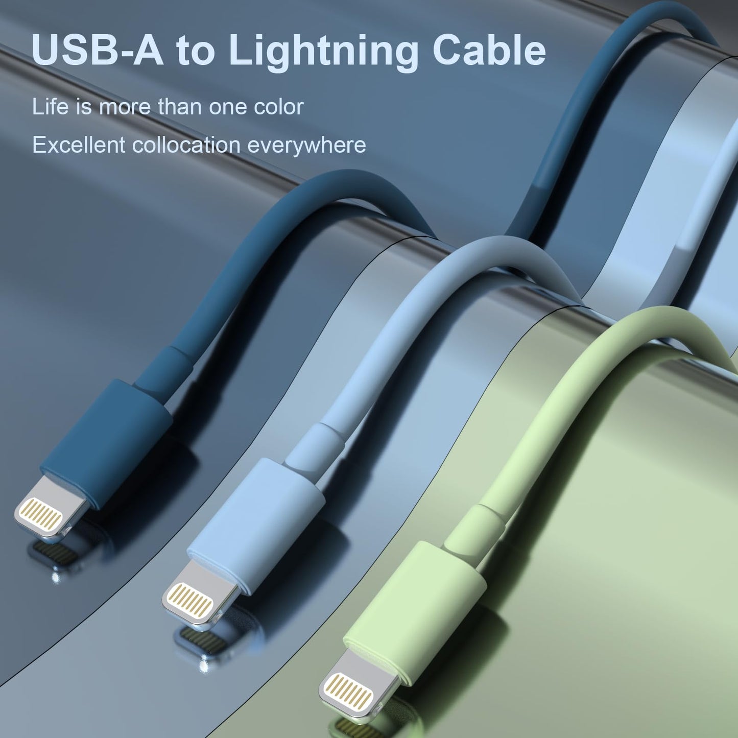 6Pack iPhone Charger (3/3/6/6/6/9 FT) Apple MFi Certified Multiple Colour Lightning Cable Fast Charging High Speed Transfer Cord for iPhone 14 13 12…