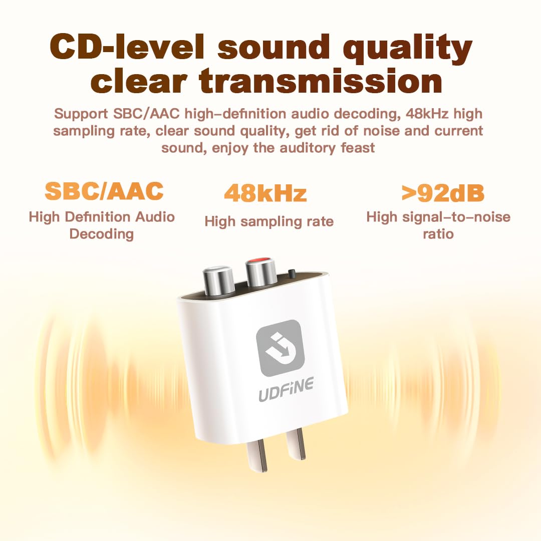 Smart Bluetooth 6.0 to AUX/RCA Adapter & Receiver for Home Stereo, Wireless Bluetooth Adapter for Stereo Receiver, Plug & Play, Sound, Upgrade Old