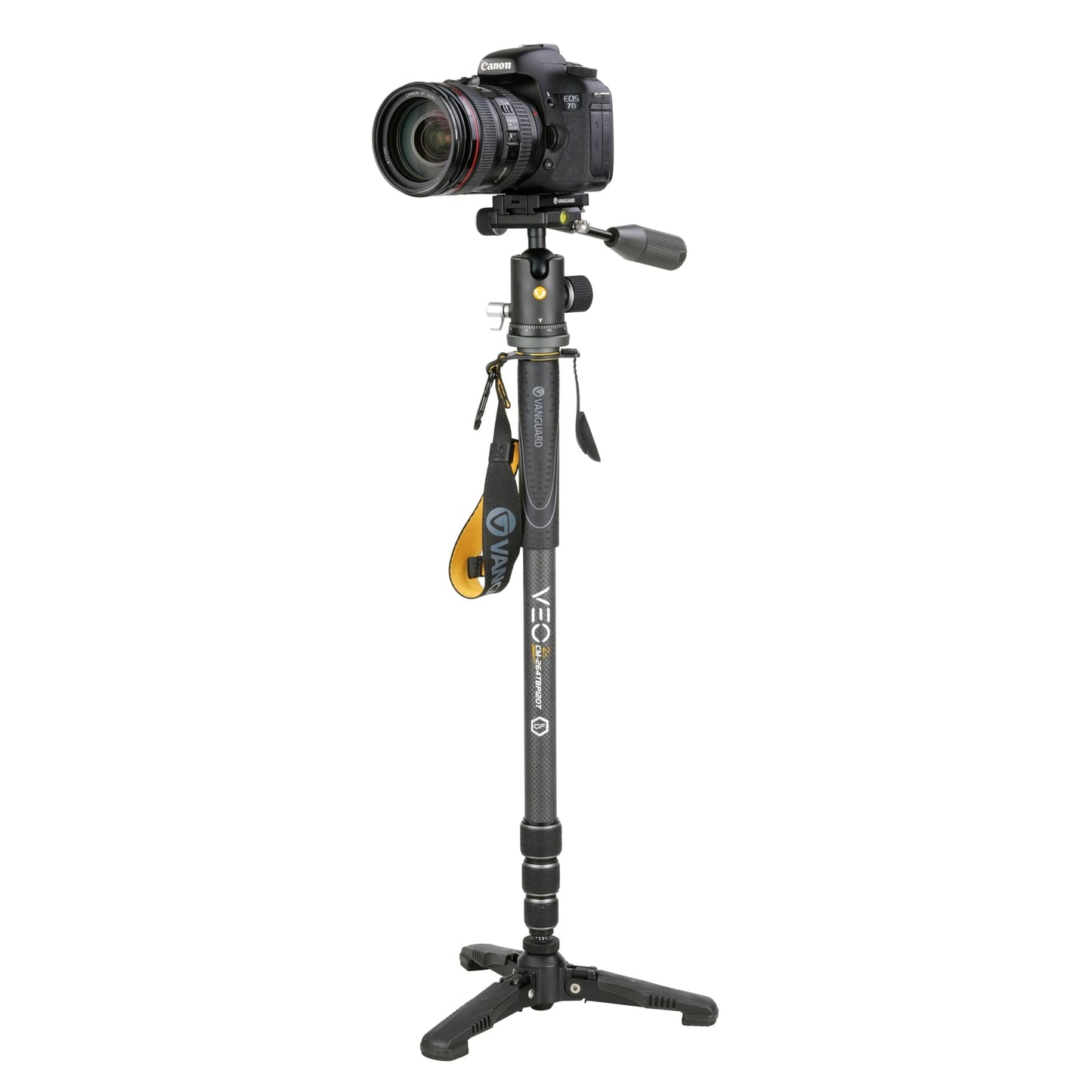 Vanguard VEO2SCM-264TBP120T Carbon Fiber Monopod with Tri-Stand Feet and VEO BP-120T Ball Head with Built-in Smartphone Holder Dark Grey