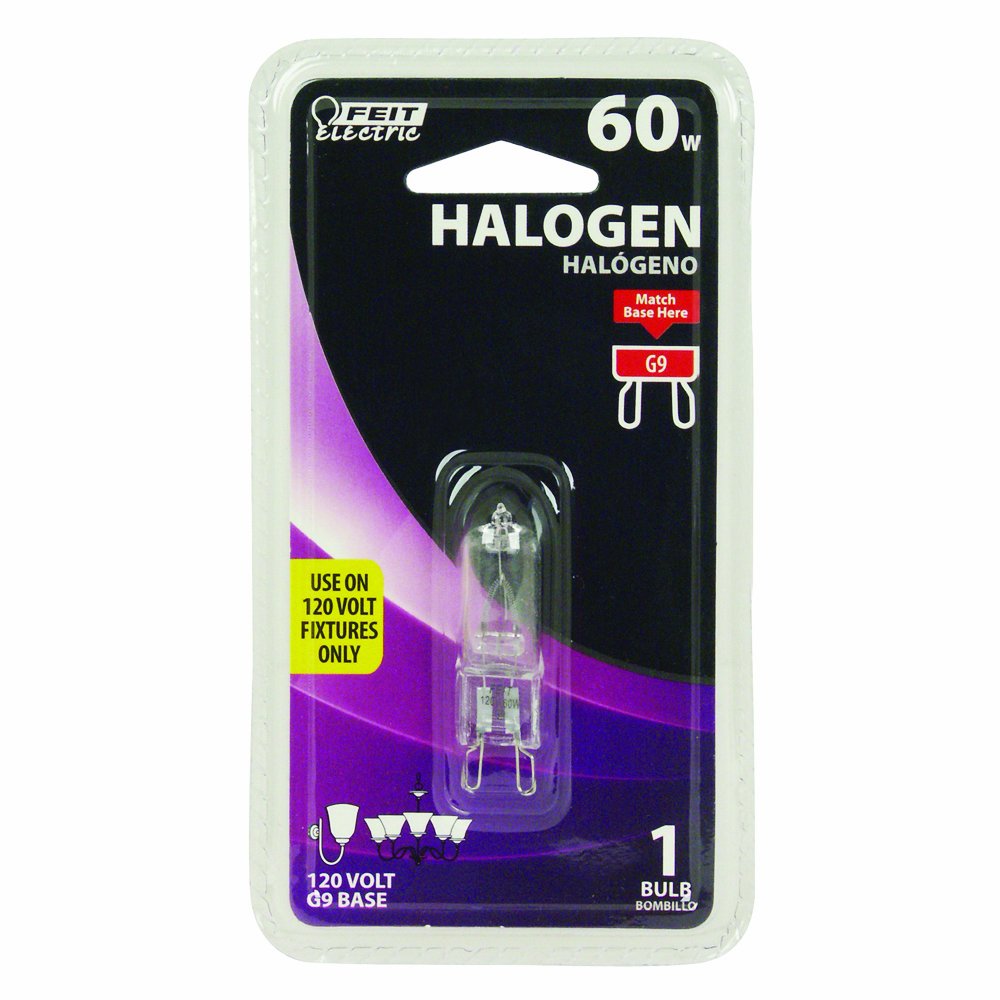 Feit Electric BPQ60/G9 60-Watt T4 JCD Halogen Bulb with Bi-Pin Base, Clear
