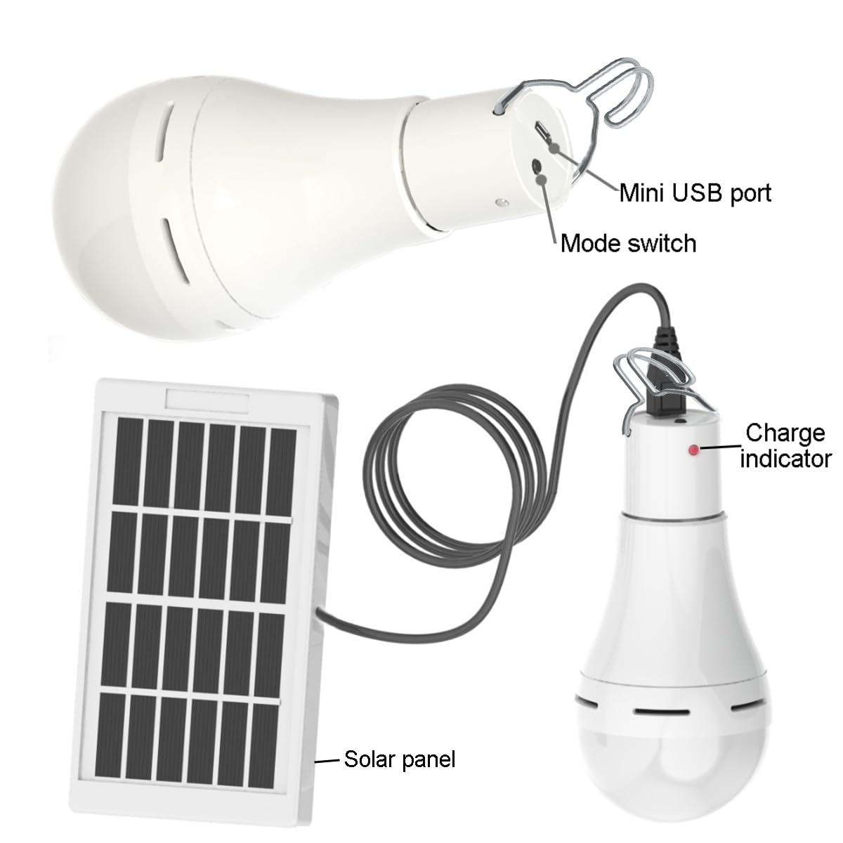 Solar Bulb Light Portable 300LM with Remote Control 4 Mode Led Lantern Indoor USB Charge Camping Light for Chicken Coop Lamp Hiking Fishing Tent