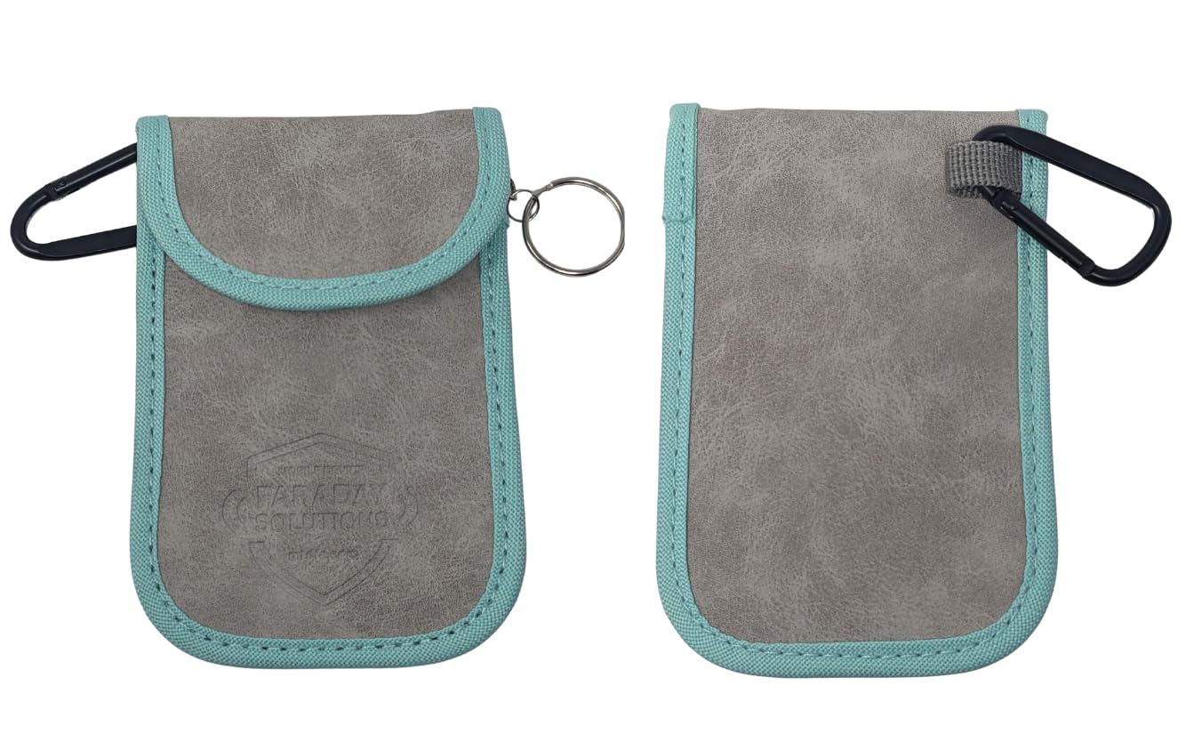 Digital Forensic Evidence U.S. Vet Business - Premium Quiet Seal Suede Universal Vehicle Anti-Theft Suede Faraday Case (X2 Shielding) + Carabiner