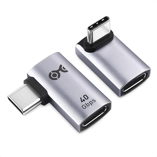 Cable Matters Combo-Pack 40Gbps Right Angle USB-C Adapter Kit, Up to [4K@240Hz Video, 240W Charging, 40Gbps Data Transfer] 90 Degree USB C Adapter…