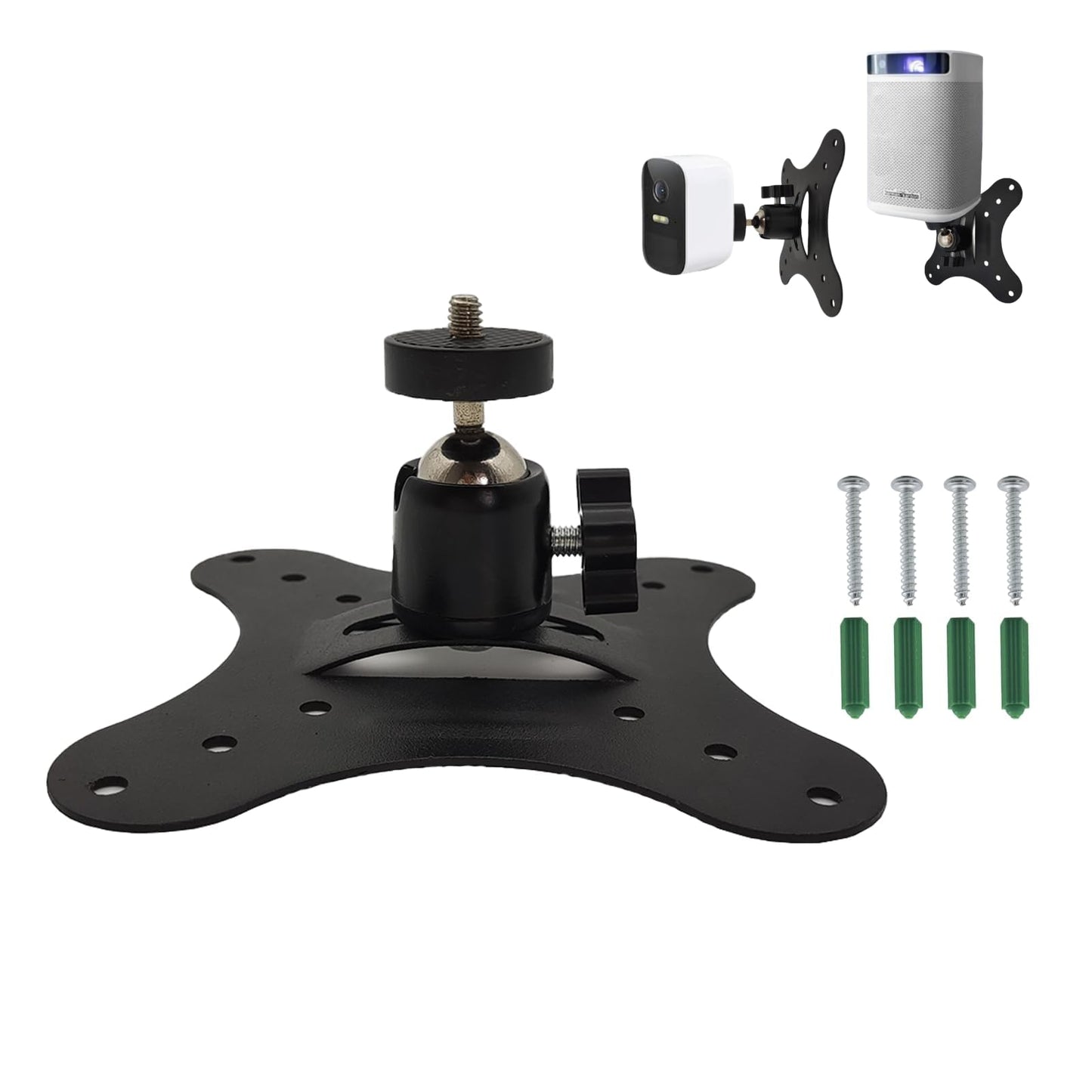 Vertically Mounted Projector Bracket - Universal Wall & Ceiling Mount with 1/4" Screw | Mini Camera Bracket (2.36in) - Heavy-Duty, 360° Rotatable