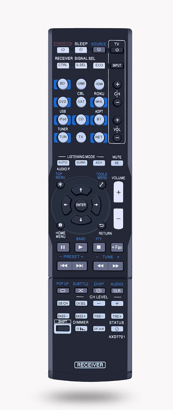 AXD7721 Replacement Remote Control for Pioneer AV Receiver VSX-529-K VSX-1024 VSX-1029 VSX-44 VSX-824 VSX-S300-K S310 VSX-530-K VSX-424-K AXD7719