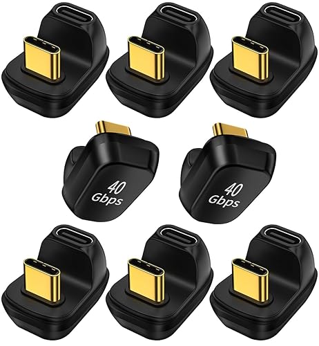 ShineeKee 180 Degree USB C Adapter U Shape 40Gbps Data Transfer USB 4.0/Thunderbolt 4 Type C Male to Female Connector Extender for Mobile Phone…