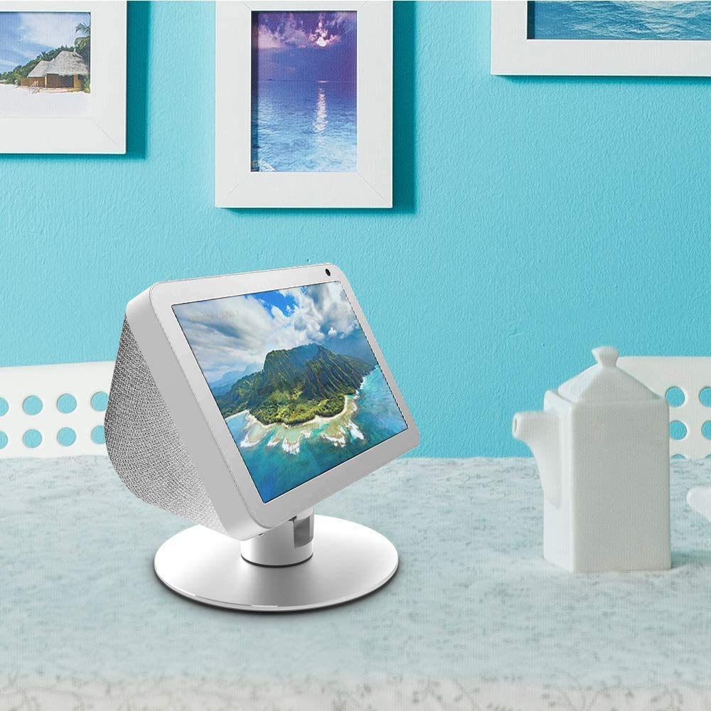 Echo Show 8 Adjustable Stand, Stand for Amazon Echo Show 8, Horizontal 360 Rotation Longitudinal Angle Change Echo Show 8 View White MY012-02