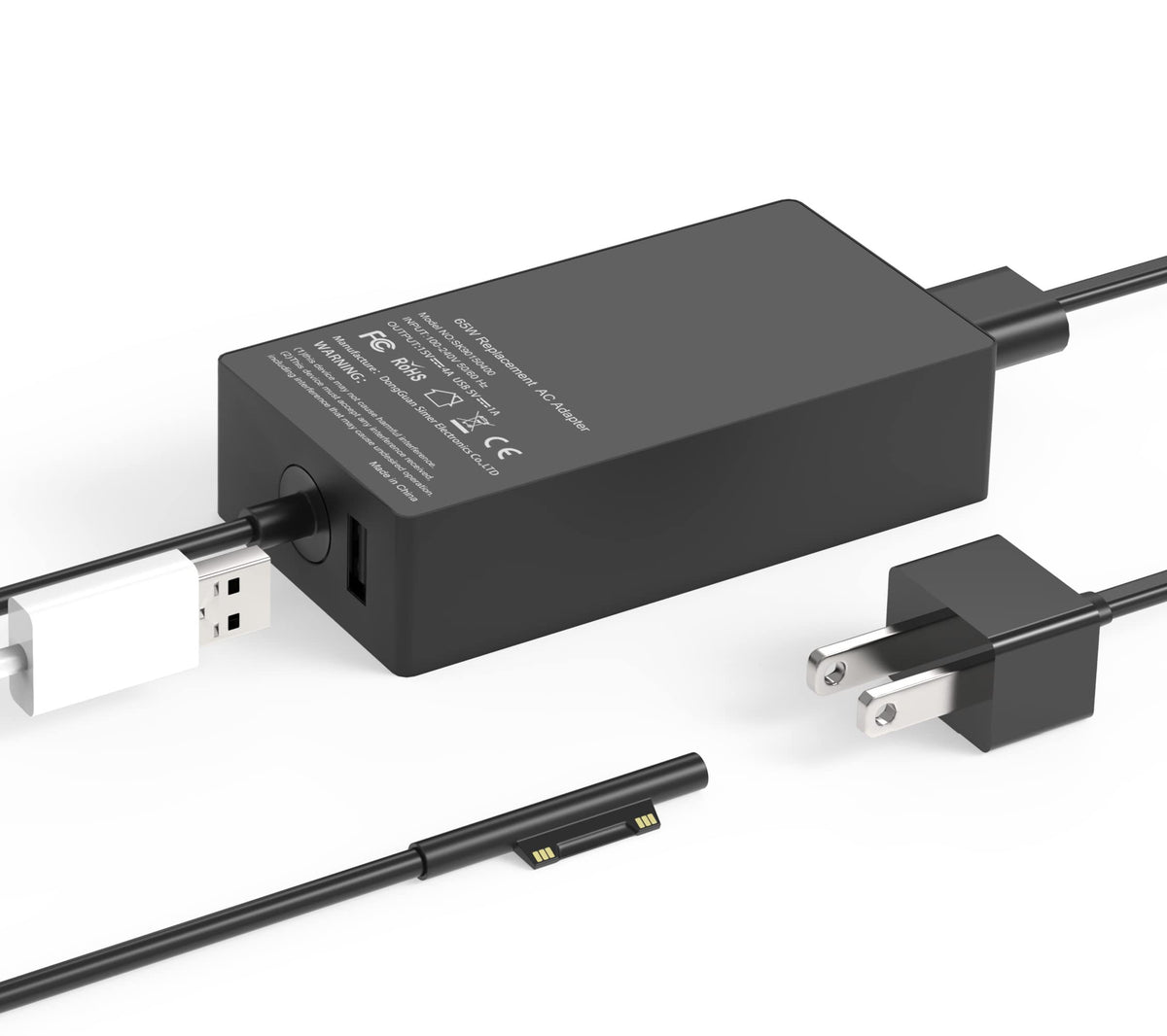 65W Charger Compatible with Microsoft Surface Pro 11, 10, 9, 8, 7+, 7, 6, 5, 4, 3, X, Surface Laptop 7/6/5/4/3/2/1, Surface Go 4/3/2/1, Surface Book