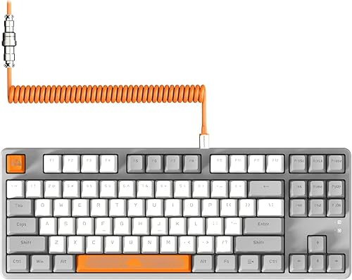 MAGIC-REFINER AK873 Gaming Keyboard,Hot-Swappable Linear Red Switch,PBT Keycap,75% TKL Layout,Rainbow Backlit,Ergonomic Mechanical Keyboard