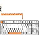 MAGIC-REFINER AK873 Gaming Keyboard,Hot-Swappable Linear Red Switch,PBT Keycap,75% TKL Layout,Rainbow Backlit,Ergonomic Mechanical Keyboard
