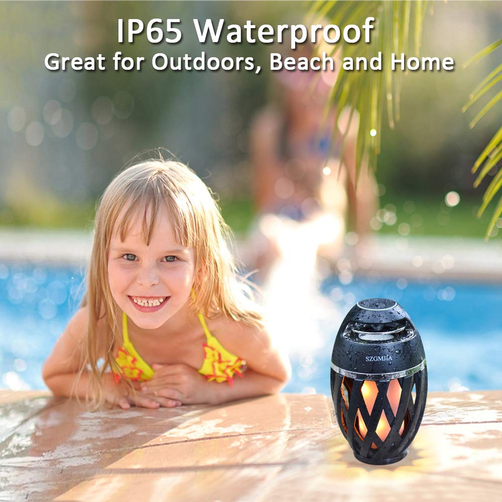 SZGMJIA LED Flame Speaker, Flame Atmosphere Outdoor Bluetooth Speaker with Stereo Enhanced Bass Sound, TWS Supported Portable Wireless Speaker, BT4.2