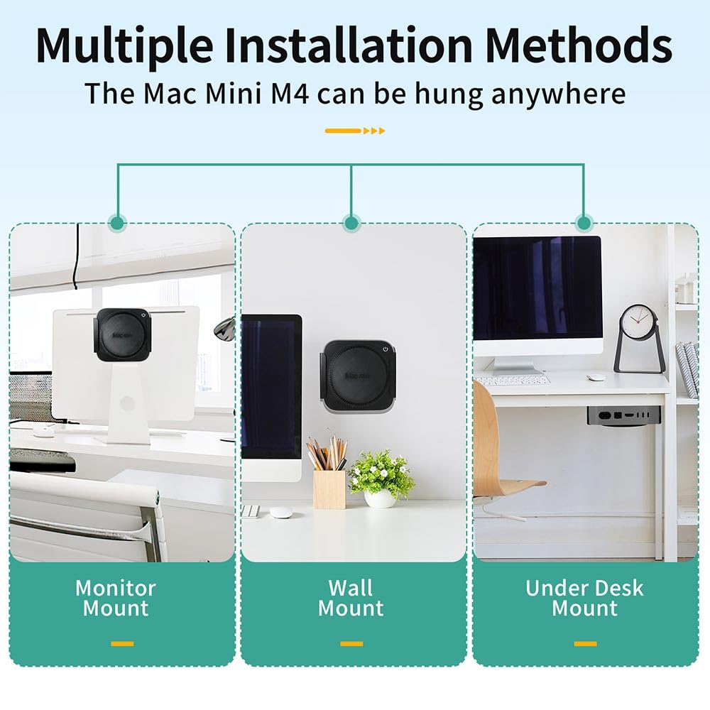Freejia Metal Mac mini PC Mount Compatible with 2024 Mac mini M4/M4ProMount VESAMount, Under DeskMount and WallMount,macmini m4 Stand with Heat