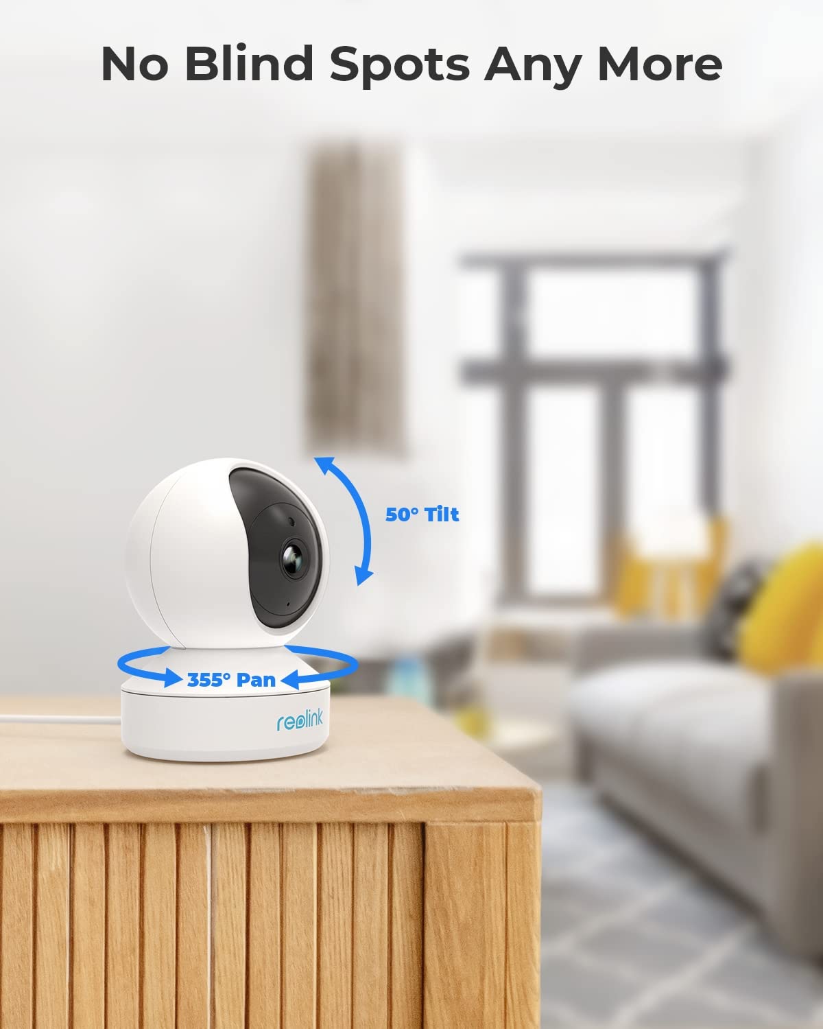 REOLINK Wireless Security Camera, E1 3MP HD Plug-in Indoor WiFi Camera for Home Security, Pan Tilt Baby Monitor/Pet Camera, Night Vision, Compatible