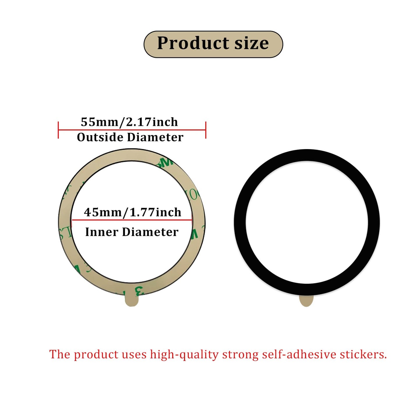 3 Pack,Universal Metal Ring Sticker for Wireless Charger&Magsafe Sticker,Magnetic Ring for Phone Case,Compatible with iPhone/Samsung/Android