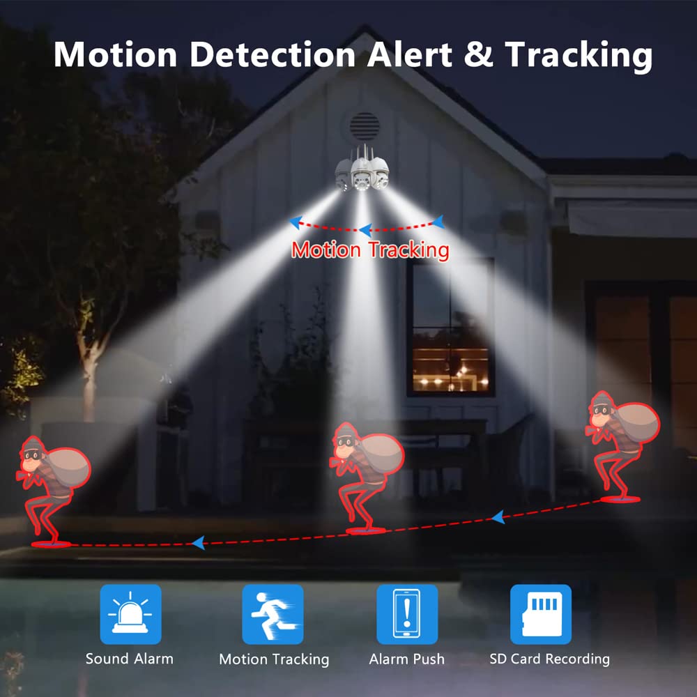 HOSAFE.COM Cameras for Home Security Outdoor WiFi, Plug-in 24/7 Video Surveillance System, Spotlight Color Night Vision, Human Motion Detection, PTZ