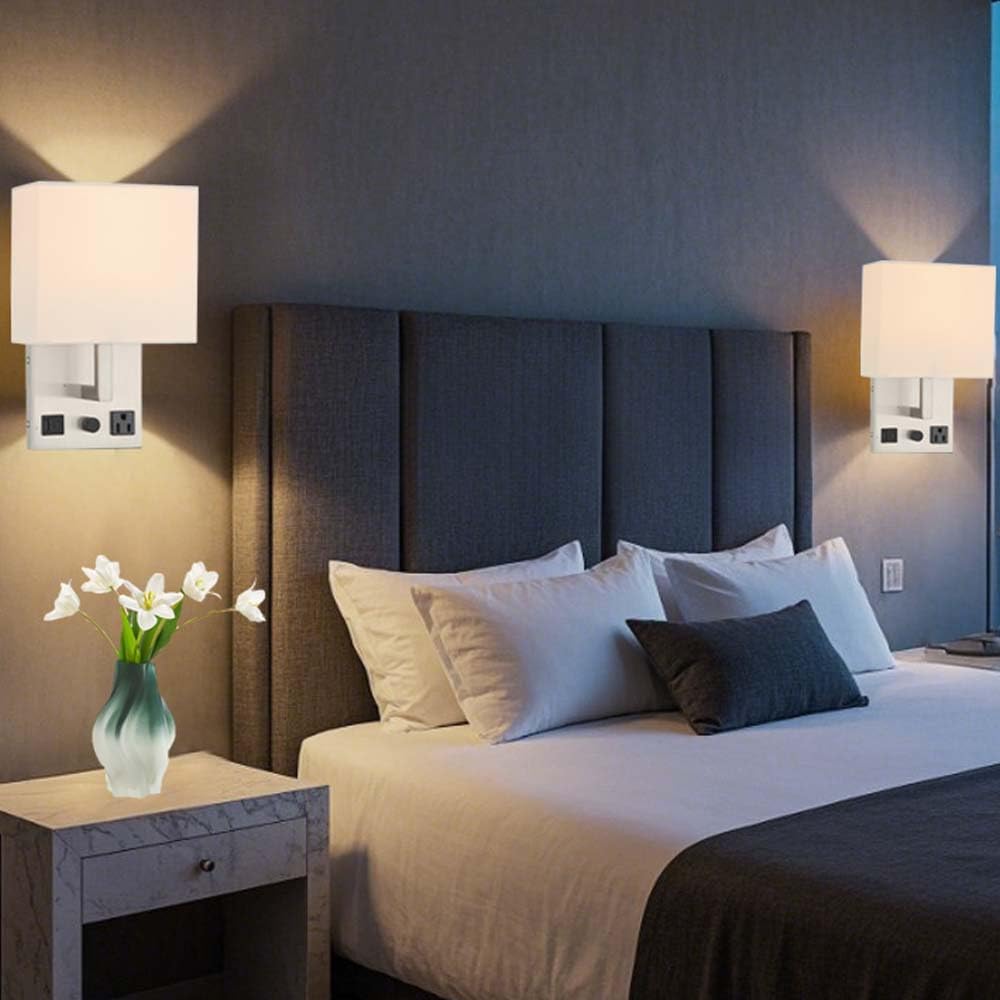 HomeFocus Bedside Wall Light,Wall Lamp,Wall Sconces for Bedside,Nickel.