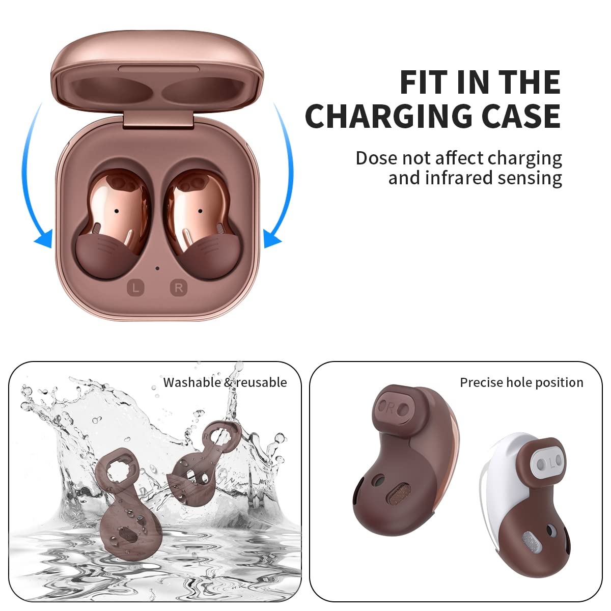 Samsung Galaxy Buds Live Ear Tips, Anti-Slip Silicone Ear Tips Cover Compatible with Samsung Galaxy Buds Live Earbuds Cover Accessories (Brown) (2