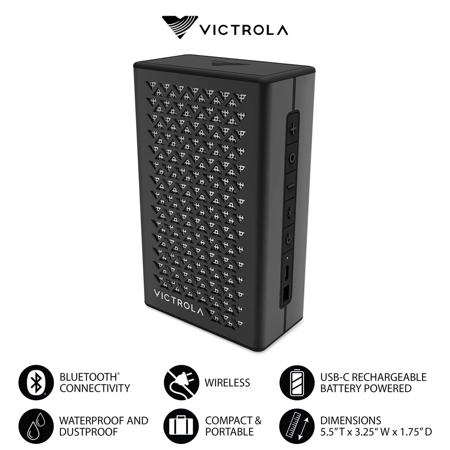 Victrola Music Edition 1 - Portable Bluetooth Speaker, IP67 Water and Dust Resistant, 12 Hour Battery Life, Multi-Speaker Pairing, Premium Sound