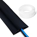 Amazon Basics Floor Cord Cover, 6ft Length, 2.6" Diameter, Cable Protector, Black