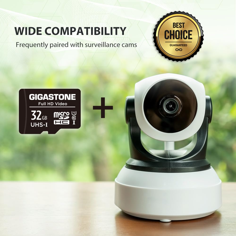 Gigastone 32GB Micro SD Card with Adapter, U1 C10 Class 10 90MB/S, Full HD available, Micro SDHC UHS-I Memory Card - Full HD Video Series