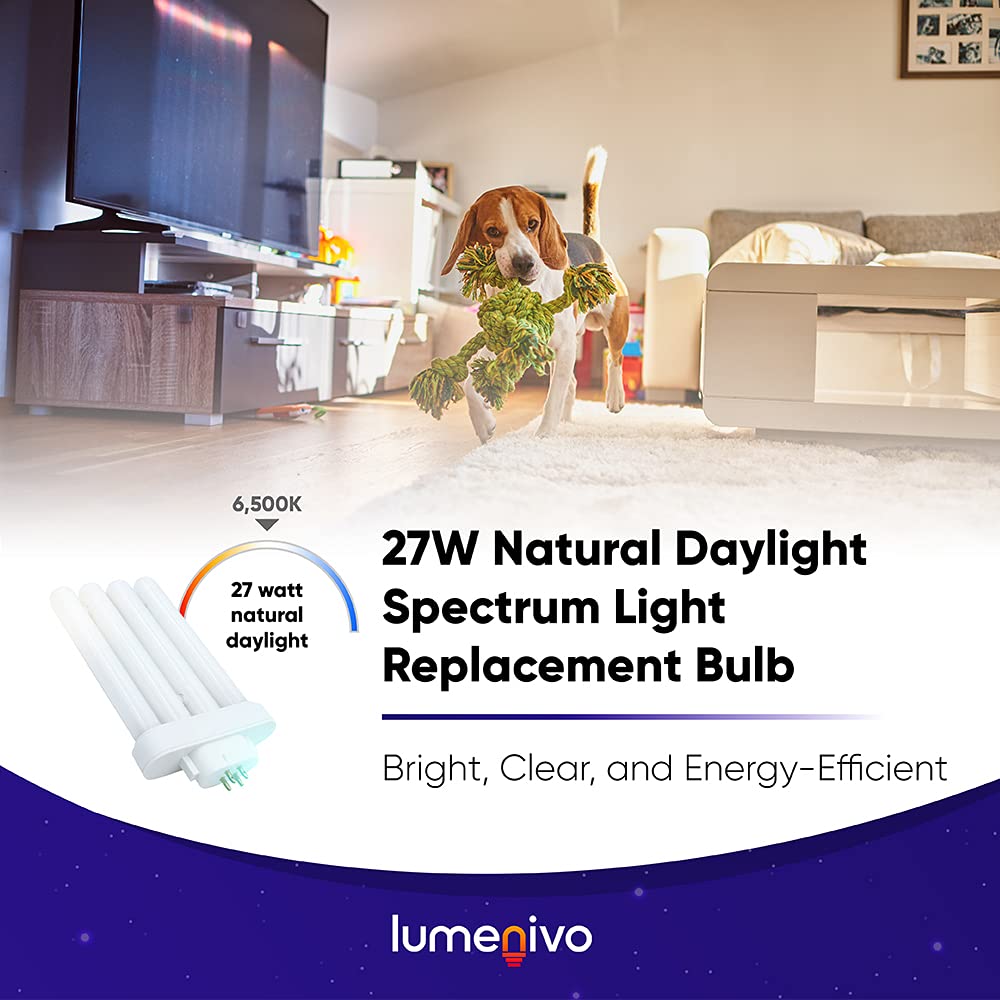 Replacement Light Bulbs for CFML27VLX 27 Watt Natural Daylight Spectrum Light Bulb by Lumenivo - 27 Watt 6500K Bulb Four Tube CFL with GX10Q-4 4 Pin