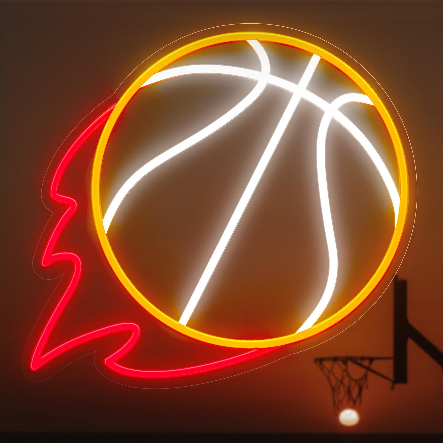 Basketball Neon Sign, 12.6×11.6 Inch Basketball Led Neon Light, Dimmable LED Neon Signs for Wall Decor, Wall Decor Aesthetic, Sports Neon Signs