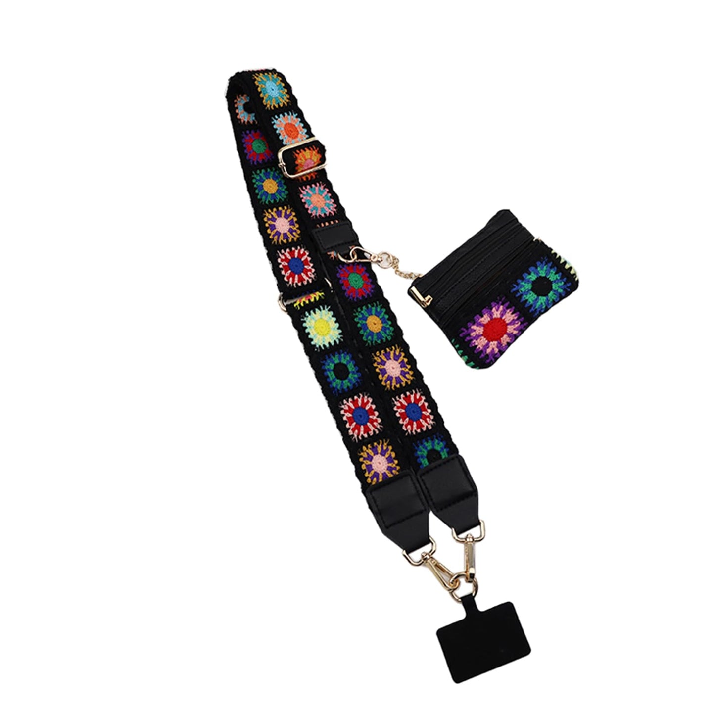 KSOPUERT Crossbody Phone Strap with Zippered Pouch,Clip and Go Strap for Phone with Wallet Crossbody,Adjustable Cell Phone Lanyard Wrist/Neck