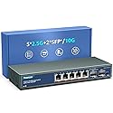 7 Port 2.5G Unmanaged Ethernet Switch, 5 x 2.5G Base-T Ports, 2 x 10G SFP, Compatible with 100/1000/2500Mbps, VLAN, Fanless, Desktop/Wall Mount
