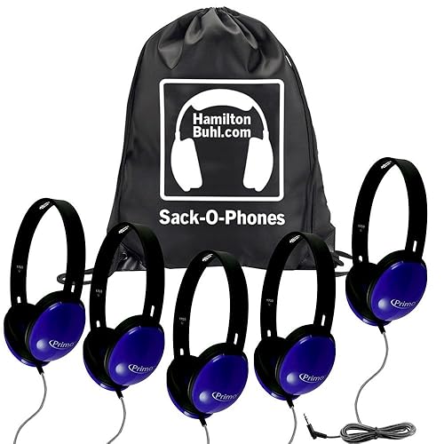 HamiltonBuhl Sack-O-Phones, 5 Blue Primo Headphones