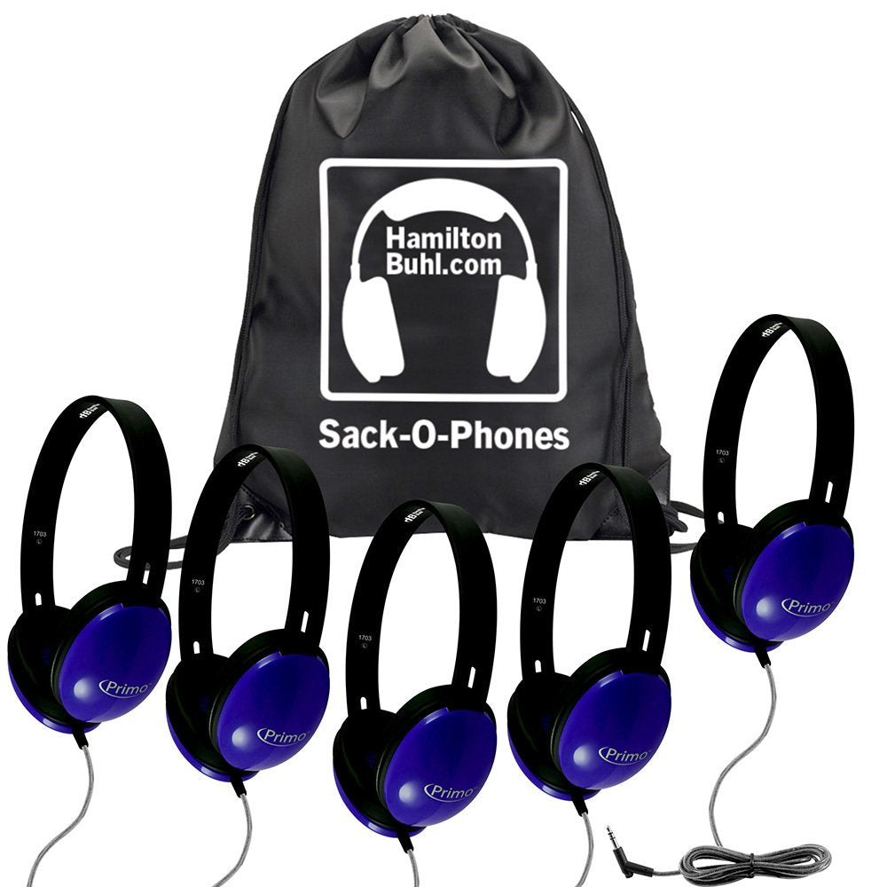 HamiltonBuhl Sack-O-Phones, 5 Blue Primo Headphones