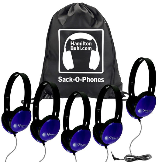 HamiltonBuhl Sack-O-Phones, 5 Blue Primo Headphones