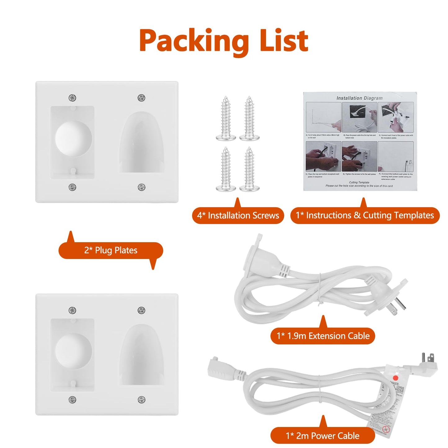 in Wall Cable Management Kit for Wall,Hide Cords Wall Mounted TV,Power Bridge Wall Kit for TV,Recessed Outlet for Organizing Cables Behind