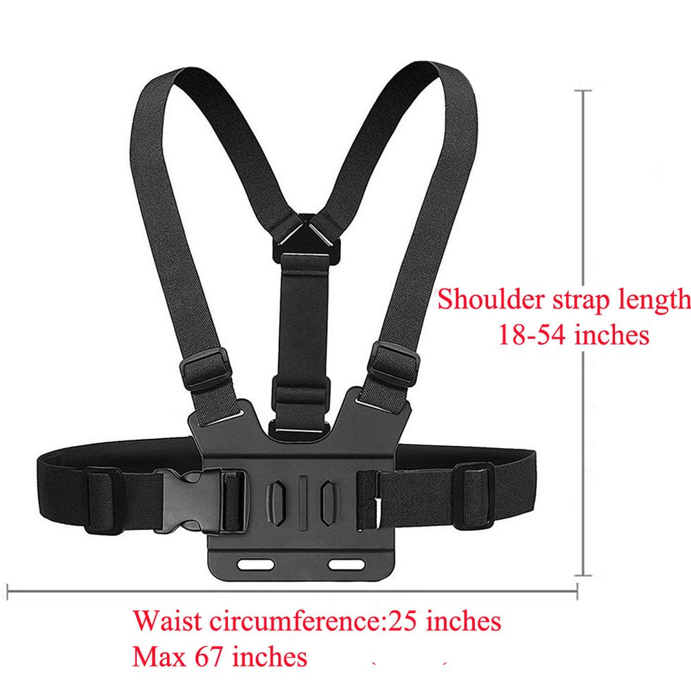 Walway Adjustable Chest for Mount Harness Most Action Cameras, Fully Adjustable Strap Size