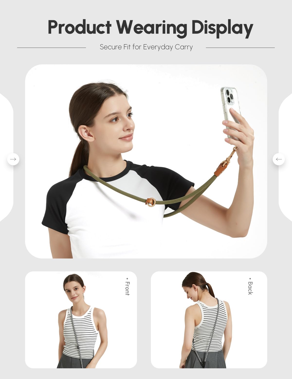 project-cb Phone Lanyard 1, Tether Tab 2, Crossbody Cell Phone Lanyard,Rope Lanyard,Universal Adjustable Phone Strap(Black-B)