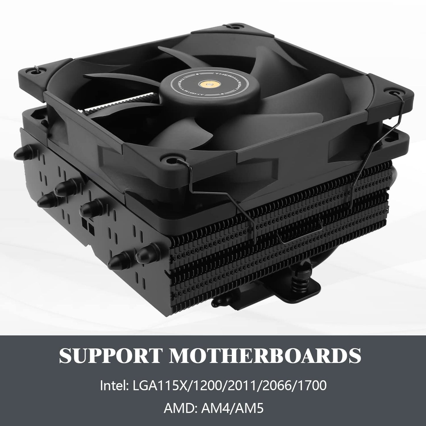 Thermalright SI-100 Black CPU Air Cooler, 6×6mm Heat Pipes, TL-E12B PWM Quiet Fan CPU Cooler with S-FDB V2.0 Bearing, AGHP 3.0 Technology, for AMD AM4
