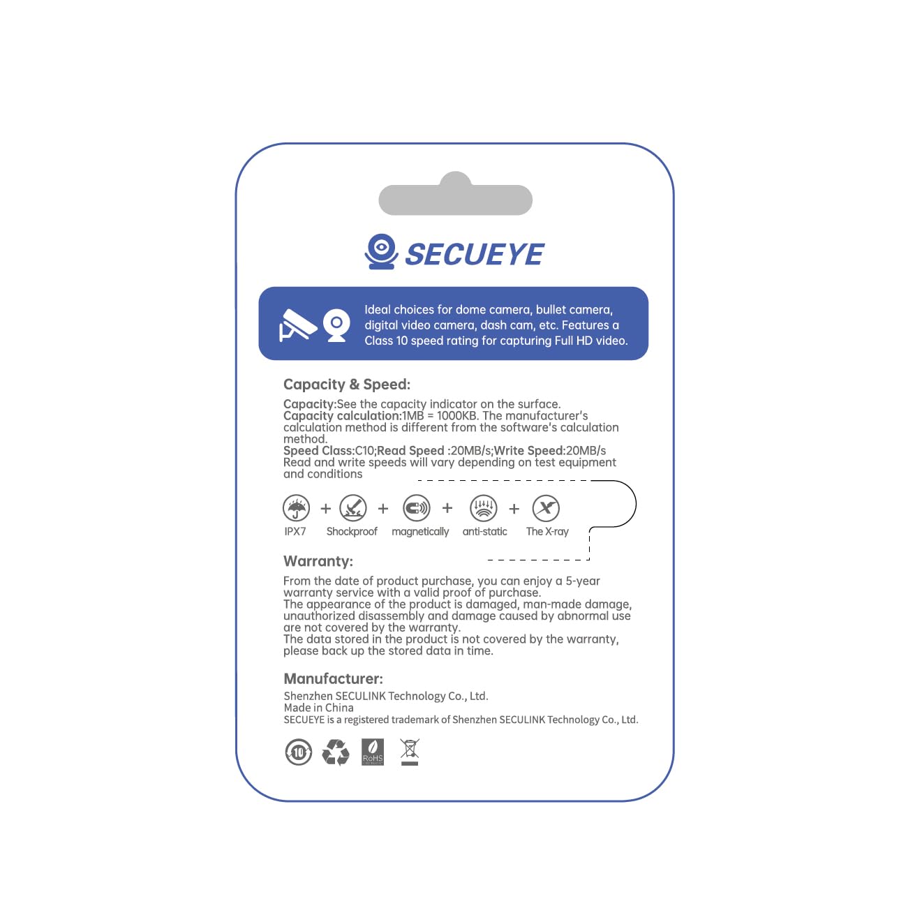 JOYNANO SECUEYE 64GB TF Memory Card Class 10 FAT32 High Speed Reading/Writing 24/7 Recording for Security Camera Dash Cam and More (64GB)