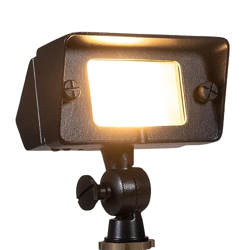 VOLT Gentle Splash Cast Brass 12V Flood Light (Black) with 3W 2700K Warm White G4 LED Bulb for Low Voltage Landscape Lighting of Outdoor Wall, Garden
