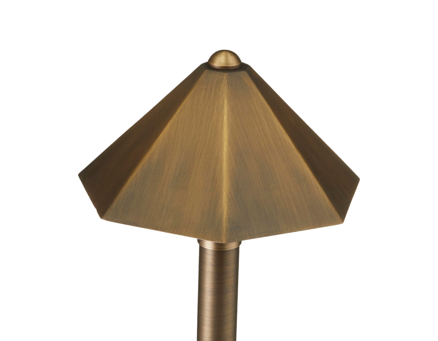 VOLT Parasol 12V Brass Path Light (25" Tall, 7" Shade) with 3W 2700K Warm White G4 LED Bulb for Low Voltage Landscape Lighting on Outdoor Pathway
