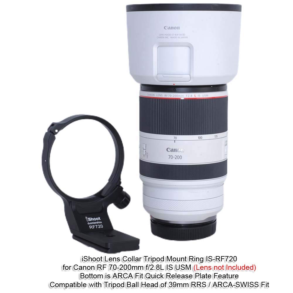 iShoot Metal Tripod Mount Ring Lens Collar Compatible with Canon RF 70-200mm f/2.8L is USM E(III), Lens Support Holder Bracket Bottom is Arca-Swiss