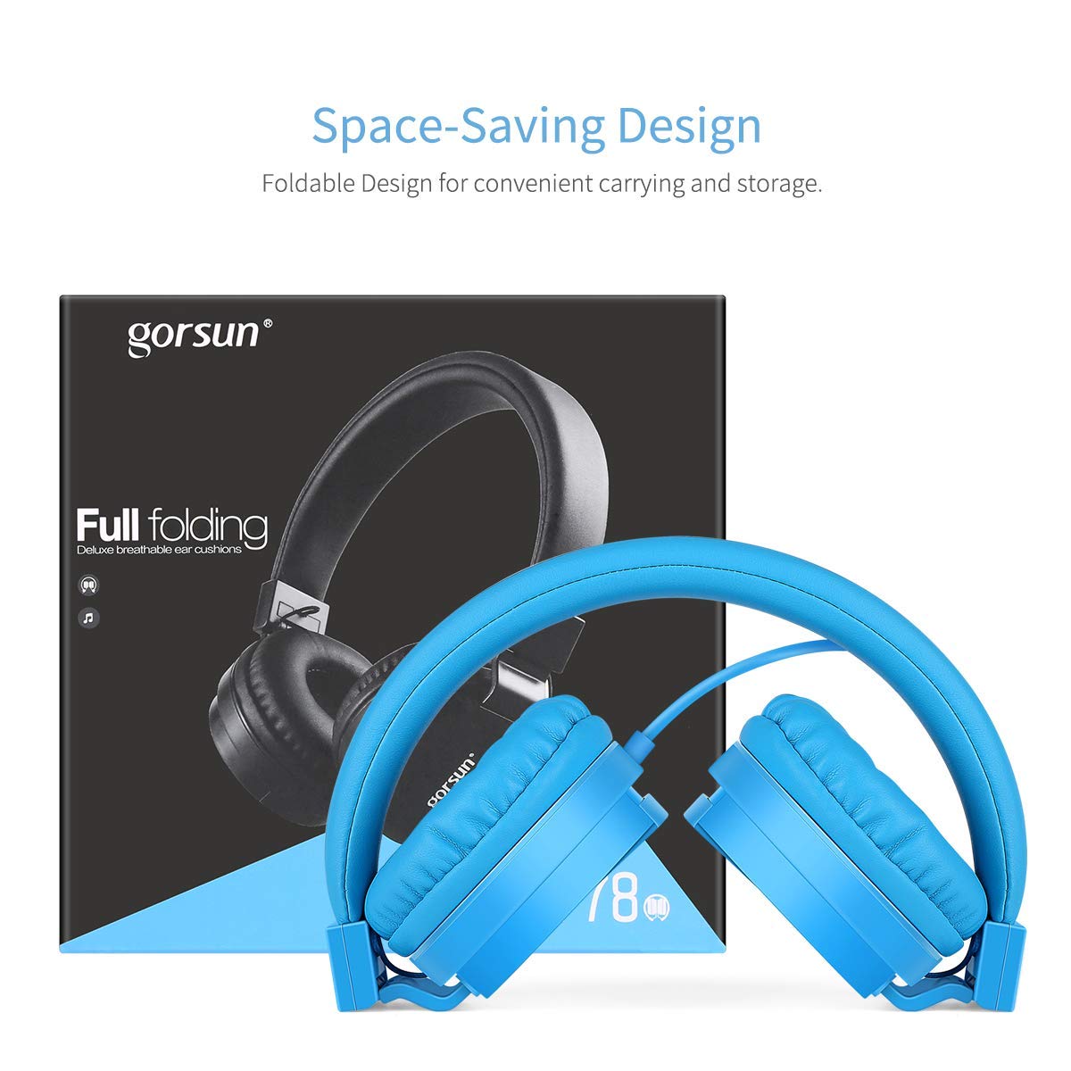 Kids Headphones, Gorsun Lightweight Stereo Wired Children's Headsets for Kids Adults Adjustable Headband Toddler Headset for Smartphones Computer Pad